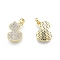 Brass Micro Pave Clear Cubic Zirconia Pendants, Gourd, Real 18K Gold Plated, 15x11x3mm, Hole: 5x2mm