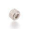 Brass Micro Pave Cubic Zirconia Beads, Column, Platinum, 9x6.5mm, Hole: 4mm