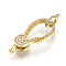 Brass Micro Pave Cubic Zirconia Lobster Claw Clasps, Cadmium Free & Lead Free, Golden, 28.5x12.5x4.5mm, Hole: 2.5mm