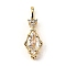 Brass Micro Pave Cubic Zirconia Pendants, Cadmium Free & Nickel Free & Lead Free, Horse Eye Charms, Real 18K Gold Plated, Clear, 18.5x6.5x4.5mm, Hole: 4x2mm