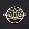 201 Stainless Steel Links, for Chakra, Laser Cut, Round Ring with Lotus Flower, Golden, 17.5x23x1mm, Hole: 1.4mm