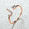 Brass Micro Pave Cubic Zirconia Cuff Rings for Women, Open Rings, Rose Gold, Letter J, Inner Diameter: 16~19mm