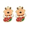 Christmas Deer Theme Alloy Enamel Pendants, Golden, Christmas Socking, 26.5x17.5x1.5mm, Hole: 2mm