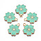 Alloy Enamel Pendants, Sakura Flower, Light Gold, Aquamarine, 20.5x17.5x1.5mm, Hole: 2mm