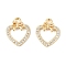 Brass Micro Pave Cubic Zirconia Pendants, Cadmium Free & Nickel Free & Lead Free, Heart with Bowknot Charms, Real 18K Gold Plated, 13x10.5x2.5mm, Hole: 1.4mm