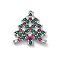 Christmas Series Brass Micro Pave Cubic Zirconia Pendants, Lead Free & Cadmium Free Charms, Christmas Tree, 22x19x3mm, Hole: 1.2mm