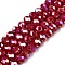 Electroplate Glass Beads Strands, Opaque Solid Color, AB Color Plated, Faceted, Rondelle, Crimson, 8x6mm, Hole: 1mm, about 64~65pcs/strand, 40~41cm