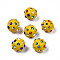 Polymer Clay Rhinestone Beads, Pave Disco Ball Beads, Round, Goldenrod, PP15(2.1~2.2mm), 9~10.5x9mm, Hole: 1.2mm