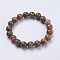 Natural Unakite Beaded Stretch Bracelets, Round, 2-1/8 inch(53mm)