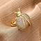 Brass Micro Pave Cubic Zirconia Adjustable Open Cuff Rings for Women, Cadmium Free & Lead Free, Insect, Real 18K Gold Plated, Inner Diameter: Adjustable, Tray: 23.5x19mm