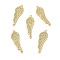 Brass Micro Pave Clear Cubic Zirconia Connector Charms, Wing Links, Real 18K Gold Plated, Cadmium Free & Nickel Free & Lead Free, 31.5x11x2mm, Hole: 1.5mm