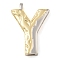 Brass Pendants, Cadmium Free & Nickel Free & Lead Free, Real 18K Gold Plated And Platinum, Letter Charms, Letter Y, 26.5x19x4mm, Hole: 3.5x2mm