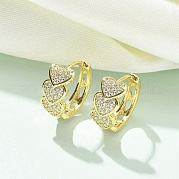 Латунные серьги-кольца из прозрачного кубического циркония EJEW-C122-03G