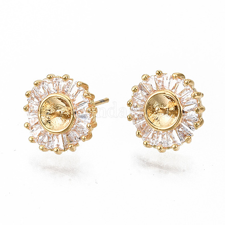 Серьги из латуни с микропейвом и прозрачным фианитом KK-S356-130G-NF-1