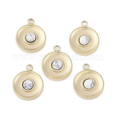 Синтетические плоские круглые брелоки из говлита STAS-L022-415G-01-1