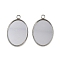 Tarnish Resistant 304 Stainless Steel Pendant Cabochon Settings, Oval, Stainless Steel Color, Tray: 25x18mm, 29.5x19x1mm, Hole: 2.5mm