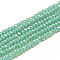 Electroplate Opaque Solid Color Glass Beads Strands, Faceted, Rondelle, Turquoise, 2.5x1.5mm, Hole: 0.8mm, about 140~150pcs/strand, 28~29cm