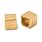 304 Stainless Steel European Beads, Large Hole Beads, Cube with Letter, Golden, Letter F, 7x7x7mm, Hole: 5.5mm