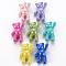 Opaque Acrylic Pendants, Pearl Luster Plated, Bear, Mixed Color, 36x22x13.5mm, Hole: 2.5mm
