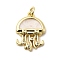 Rack Plating Brass Pendants, with Cubic Zirconia and Enamel, Jellyfish Charms, Long-Lasting Plated, Lead Free & Cadmium Free, with Jump Ring, Real 18K Gold Plated, White, 20.5x14.5x3.5mm, Hole: 3.5mm