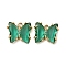 Brass with Glass Pendants, Cadmium Free & Nickel Free & Lead Free, Butterfly, Sea Green, 10x12x4mm, Hole: 1.2mm