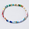 Bohemian Style Glass Seed Beaded Stretch Bracelets for Women Men, Rectangle, Colorful