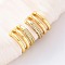 Brass Micro Pave Clear Cubic Zirconia Cuff Earrings, Long-Lasting Plated, Lead Free & Cadmium Free, Triple C-Shaped, Real 18K Gold Plated, 14.5x15.5x10.5mm