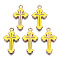 Alloy Enamel Pendants, Cross, Light Gold, Gold, 25x14x2mm, Hole: 1.8mm
