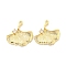 Brass Micro Pave Clear Cubic Zirconia Charms, Cadmium Free & Nickel Free & Lead Free, Leaf, Golden, 19.5x19x4mm, Hole: 1.2mm