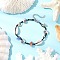 Natural & Synthetic Gemstone Chip Beads & Cowrie Shell Beads Braided Bead Bracelets, Tibetan Style Alloy Beads Bracelets, Shell Shape, 7-1/2 inch(19cm)