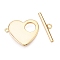 Brass Toggle Clasps, Cadmium Free & Nickel Free & Lead Free, Heart, Real 18K Gold Plated, 20x17x2mm, Hole: 1mm, bar: 5x20.5x2mm, hole: 1.8mm