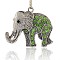 Tibetan Style Alloy Rhinestone Big Pendants, Cadmium Free & Lead Free, Elephant, Antique Silver, Peridot, 43x51x5.5mm, Hole: 3.5mm