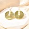 Brass Dangle Stud Earrings, with ABS Imitation Pearl Beads, Long-Lasting Plated, Lead Free & Cadmium Free, Flat Round, Real 18K Gold Plated, 28.5x19.5mm
