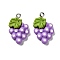 Fruit Opaque Resin Pendants, with Platinum Iron Loop, Grape, 26x16x6mm, Hole: 2mm