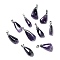 Natural Amethyst Pendants, with Platinum Brass Findings, Nuggets, 33~39x10~18x7~13mm, Hole: 4x6mm