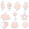 10Pcs 10 Style Spray Painted Alloy Enamel Pendants, Mixed Shape, Pink, 12.5~20.5x7~18.2x1.5~2mm, Hole: 1.6~4mm, 1pc/style