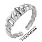 Vintage Stainless Steel Pleated Open Cuff Ring for Women, Titanium Tail Ring Subtle Design, Stainless Steel Color, Inner Diameter: 17mm