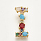 Brass Micro Pave Cubic Zirconia Pendants, Cadmium Free & Nickel Free & Lead Free, Letter, Colorful, Golden, Letter.I, 21x9x6mm, Hole: 3x2mm