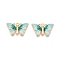 Rack Plating Alloy Enamel Pendants, Cadmium Free & Nickel Free & Lead Free, Light Gold, Butterfly Charm, Pale Turquoise, 13.5x21.5x2mm, Hole: 1.6mm