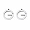 Non-Tarnish 201 Stainless Steel Pendants, Letter G, Stainless Steel Color, 20x18x1.5mm, Hole: 1.6mm