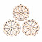 Undyed Natural Hollow Wooden Big Pendants, Laser Cut Shapes, Flat Round with Flower, Antique White, 73x69x2mm, Hole: 1.6mm
