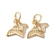 Rack Plating Brass Pendants, Cadmium Free & Lead Free, Long-Lasting Plated, with Jump Ring, Fishtail Charm, Real 14K Gold Plated, 15mm, Hole: 4.5mm