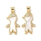 Brass Micro Pave Clear Cubic Zirconia Pendants, Cadmium Free & Lead Free, with Shell, Real 18K Gold Plated, Human, 24x13.5x3mm, Hole: 5x3.5mm