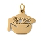 304 Stainless Steel Pendants, with Jump Ring, 2025 Bachelor's Cap Charms, Laser Cut, Golden, 13.5x15x1mm, Hole: 3.2mm