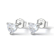 Anti-Tarnish Rhodium Plated 925 Sterling Silver Stud Earrings for Women, with Cubic Zirconia, Heart, 6mm