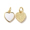 Rack Plating Brass Enamel Pendants, with Jump Ring, Cadmium Free & Nickel Free & Lead Free, Real 18K Gold Plated, Heart, White, 10x8.5x2mm, Hole: 3.4mm
