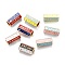 Real 18K Gold Plated Brass Tube Beads, with Enamel, Hexagon with Star & Word Happy Dream, Mixed Color, 21.5x11x9.5mm, Hole: 4~7.5mm