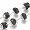 Handmade Brass Beaded Chains, Soldered, with Spool, Glass, Rondelle, Black, Nickel Free, Real Platinum Plated, 5.5x6mm, about 32.8 Feet(10m)/roll