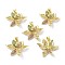Eco-Friendly Brass Cubic Zirconia Pendants, Long-Lasting Plated, Real 18K Gold Plated, Flower, Colorful, 24.5x29x6mm, Hole: 3.5x4mm, 5pcs/box