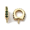 Horse Shoes Rack Plating Brass Micro Pave Cubic Zirconia Pendant Bails, Peg Bails, for Half Drilled Beads, Cadmium Free & Lead Free, Long-Lasting Plated, Real 18K Gold Plated, Green, 9.5x7.5x2mm, Hole: 4.5mm, Pin: 0.8mm